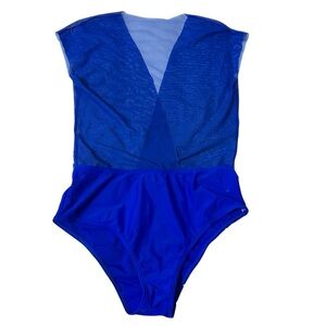 Blue Mesh Bodysuit Women's Sleeveless Leotard‎ Dance Festival Size S